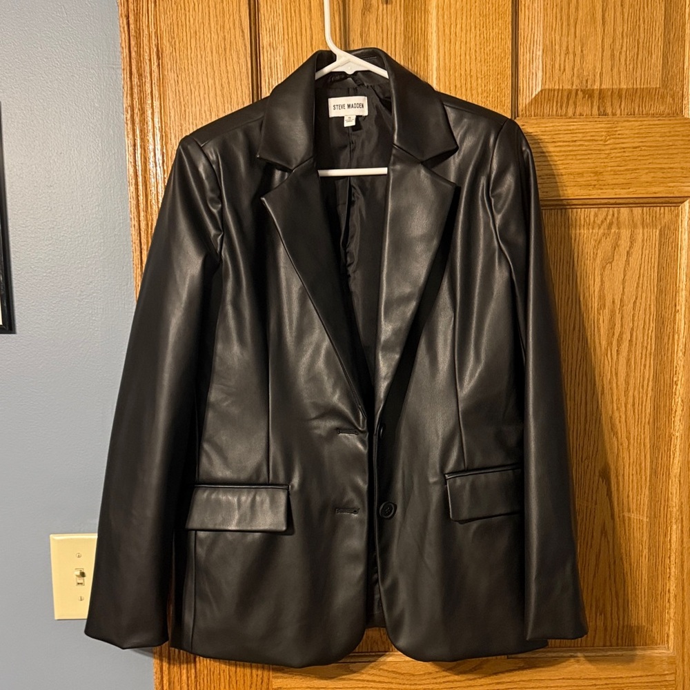 Steve Madden Vegan Leather Longline Blazer